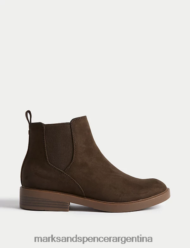 Marks & Spencer mujer botines planos chelsea con estampado animal calzado chocolate 46VL1884