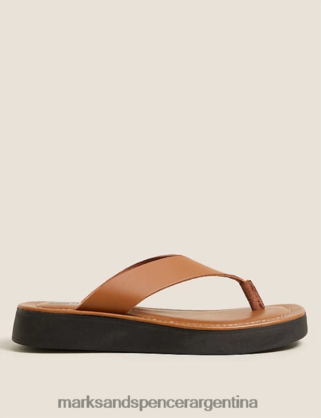 Marks & Spencer mujer chanclas de cuero con plataforma plana calzado broncearse 46VL2534