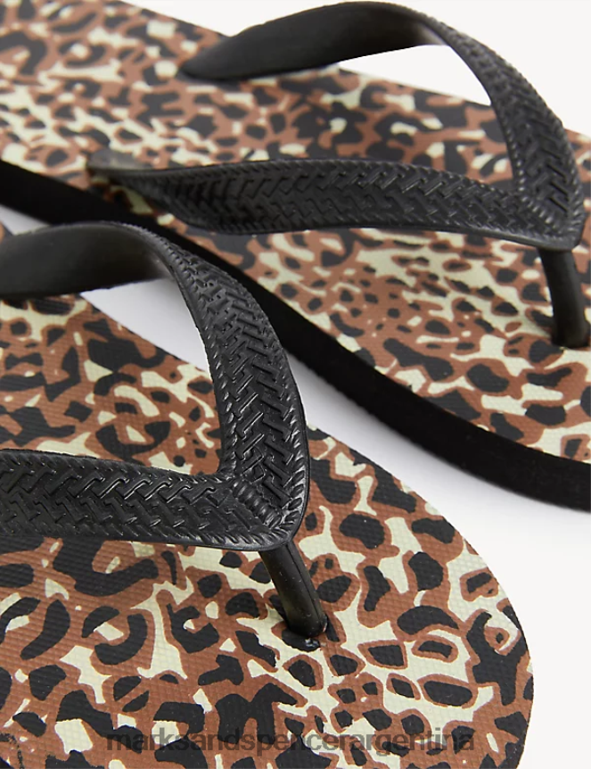 Marks & Spencer mujer chanclas planas con estampado animal calzado mezcla marrón 46VL2062