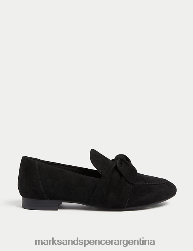 Marks & Spencer mujer mocasines planos de ante con lazo calzado negro 46VL2514