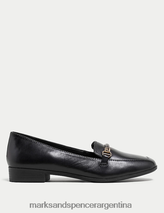 Marks & Spencer mujer mocasines planos de piel calzado negro 46VL970