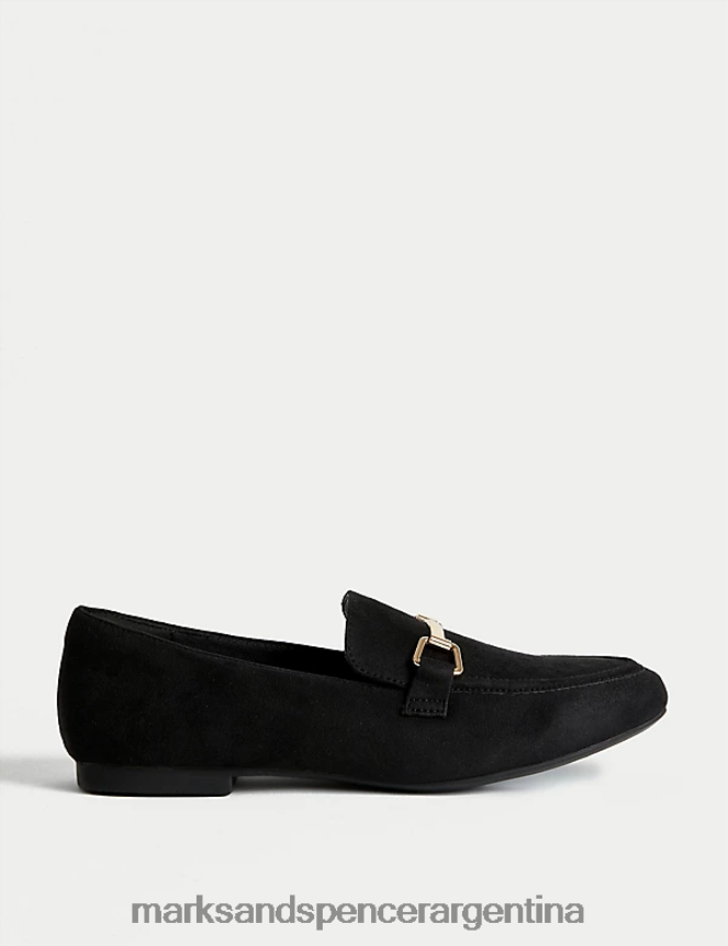 Marks & Spencer mujer mocasines planos sin cordones con detalle de ribete calzado negro 46VL3120