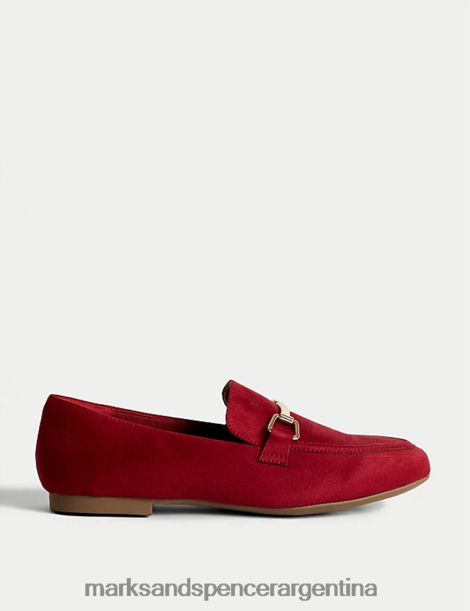 Marks & Spencer mujer mocasines planos sin cordones con detalle de ribete calzado rojo 46VL3436
