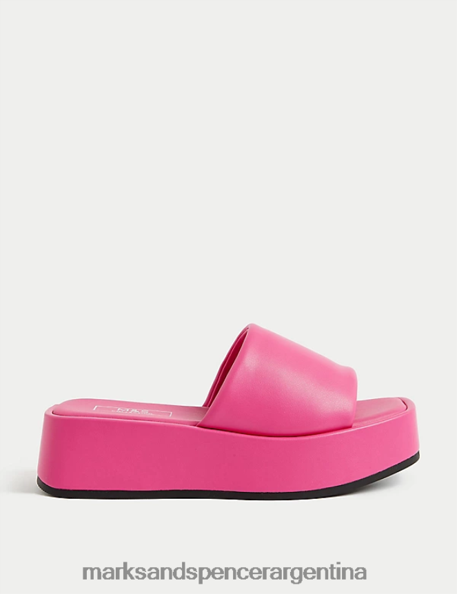 Marks & Spencer mujer mules con plataforma plana y puntera cuadrada calzado cereza 46VL3246