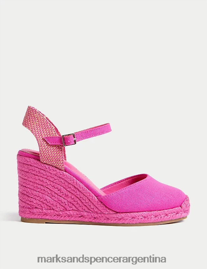 Marks & Spencer mujer alpargatas con cuña y correa en el tobillo con hebilla calzado cereza 46VL1980