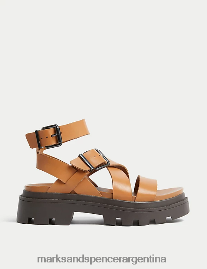 Marks & Spencer mujer sandalias anchas con tira en el tobillo y hebilla de cuero calzado broncearse 46VL2098