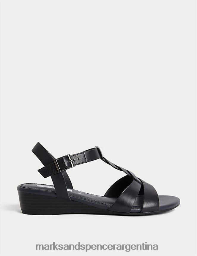 Marks & Spencer mujer sandalias con cuña de cuero y corte ancho calzado Armada 46VL2380