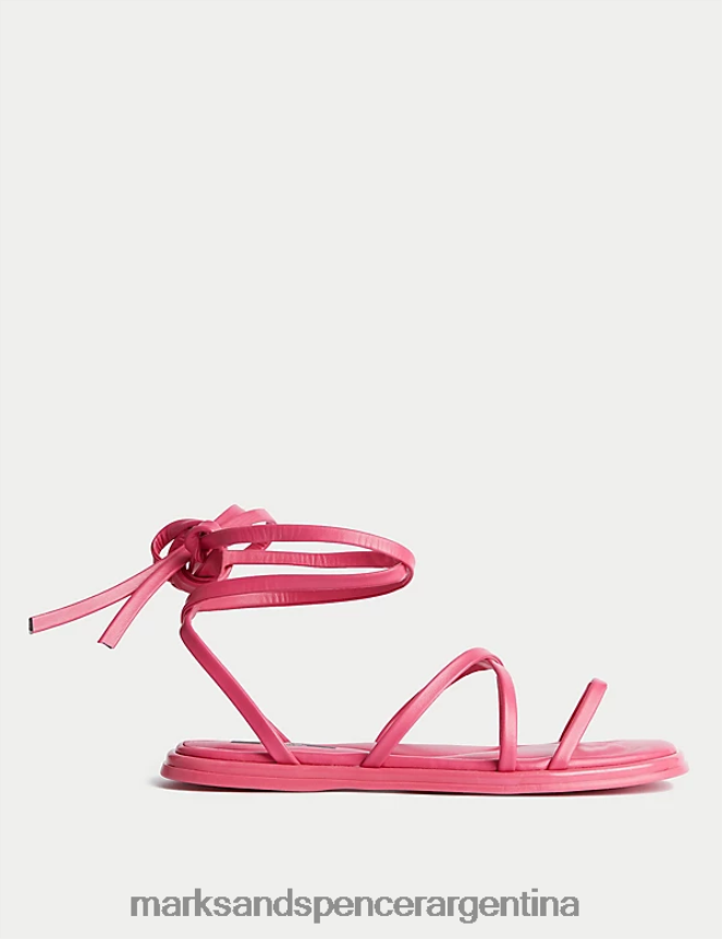 Marks & Spencer mujer sandalias planas con tira cruzada en el tobillo calzado cereza 46VL2414