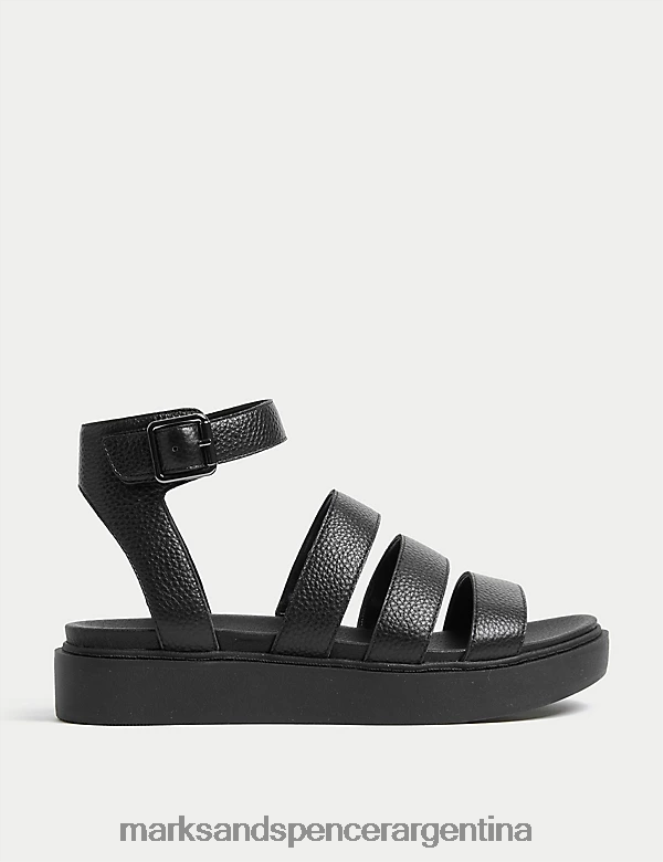 Marks & Spencer mujer sandalias planas con tira en el tobillo calzado negro 46VL2724