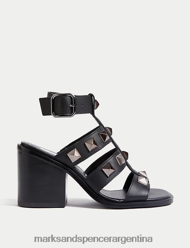 Marks & Spencer mujer sandalias tipo gladiador con tacón de bloque calzado negro 46VL1942