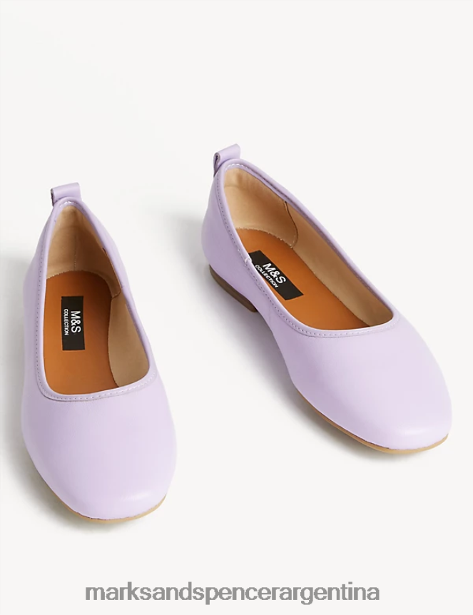Marks & Spencer mujer bailarinas de cuero calzado lila mediana 46VL914