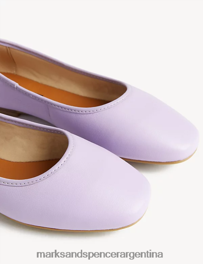 Marks & Spencer mujer bailarinas de cuero calzado lila mediana 46VL914
