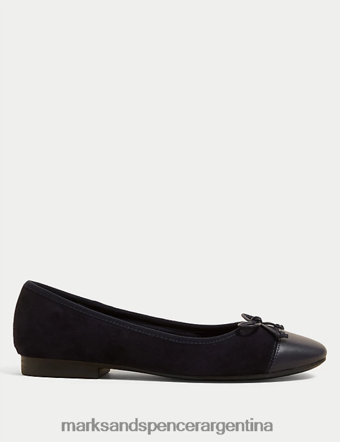 Marks & Spencer mujer bailarinas planas antimanchas de ante calzado Armada 46VL1450