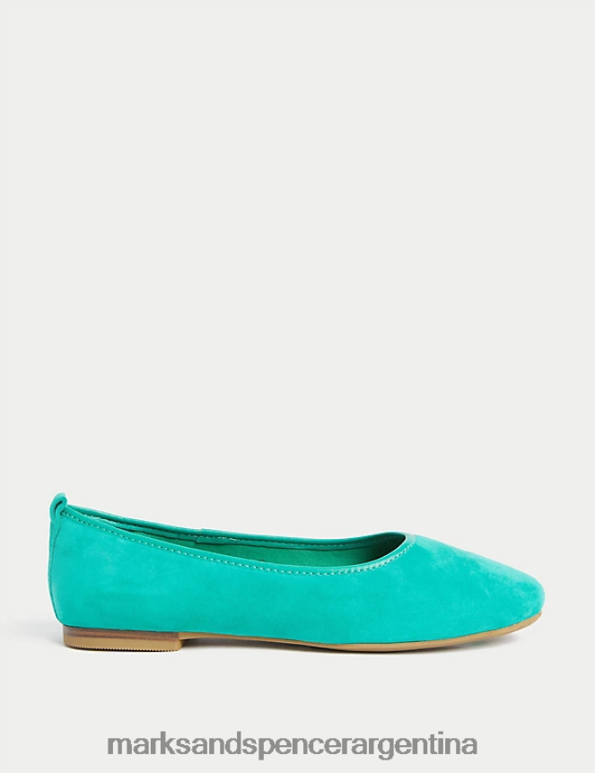 Marks & Spencer mujer bailarinas planas de ante calzado verde medio 46VL2858