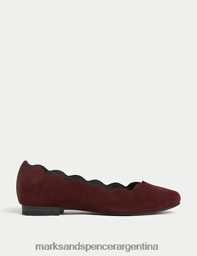Marks & Spencer mujer bailarinas planas de ante con corte ancho calzado ciruela damascena 46VL1840