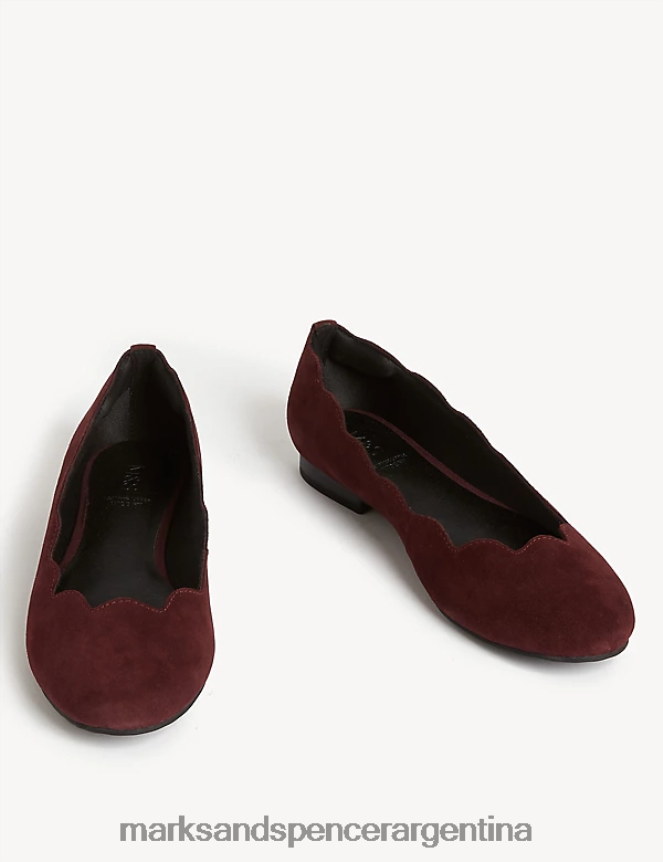 Marks & Spencer mujer bailarinas planas de ante con corte ancho calzado ciruela damascena 46VL1840