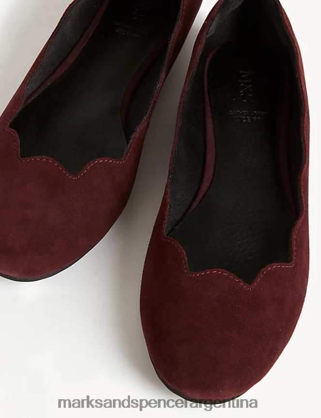 Marks & Spencer mujer bailarinas planas de ante con corte ancho calzado ciruela damascena 46VL1840
