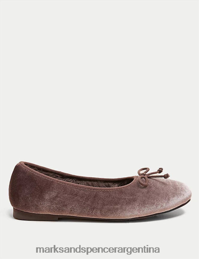Marks & Spencer mujer bailarinas con lazo de terciopelo calzado rosa 46VL3324