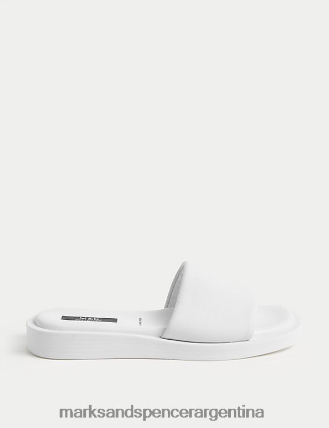 Marks & Spencer mujer chanclas planas de cuero calzado blanco 46VL3040