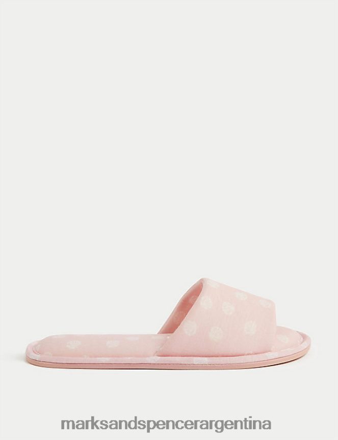 Marks & Spencer mujer pantuflas estilo mule con puntera abierta y lunares calzado Rosa claro 46VL3160
