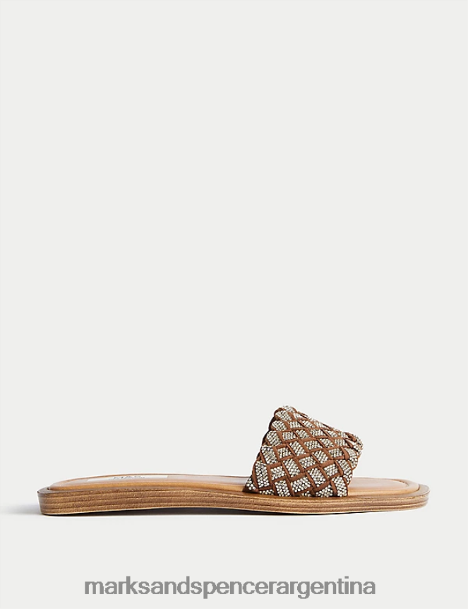Marks & Spencer mujer sandalias planas tejidas con brillos calzado broncearse 46VL2138