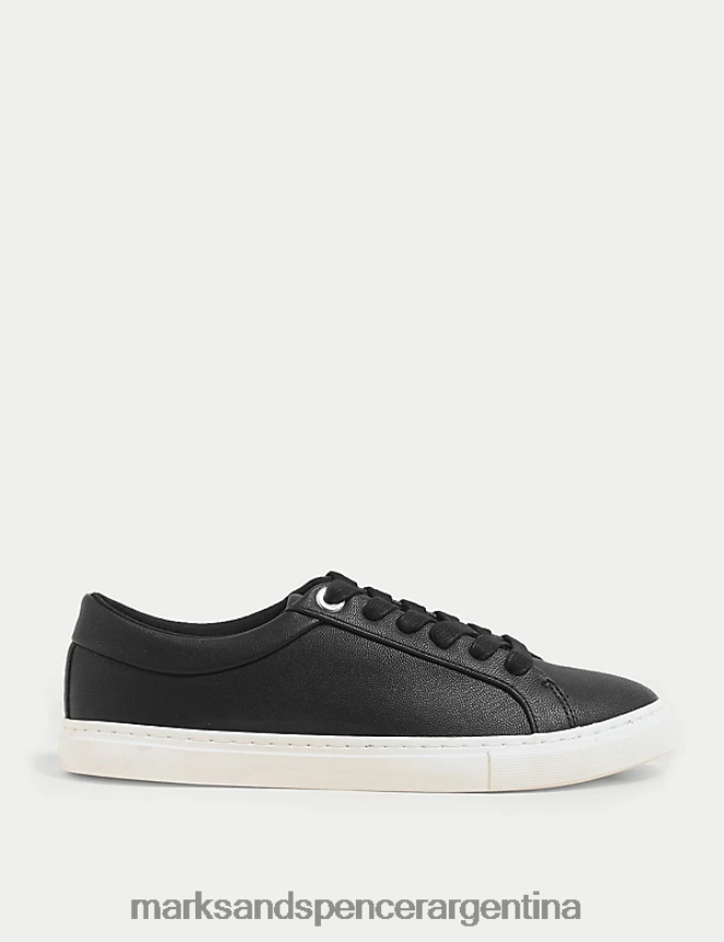 Marks & Spencer mujer zapatillas con cordones y detalle de ojales calzado negro 46VL1870