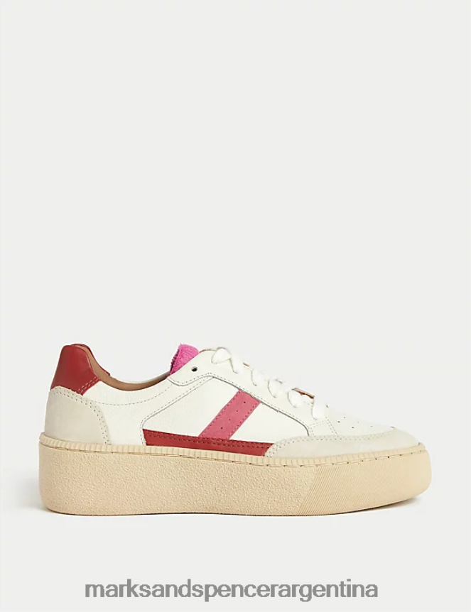 Marks & Spencer mujer zapatillas con cordones y detalle lateral calzado mezcla rosa brillante 46VL810