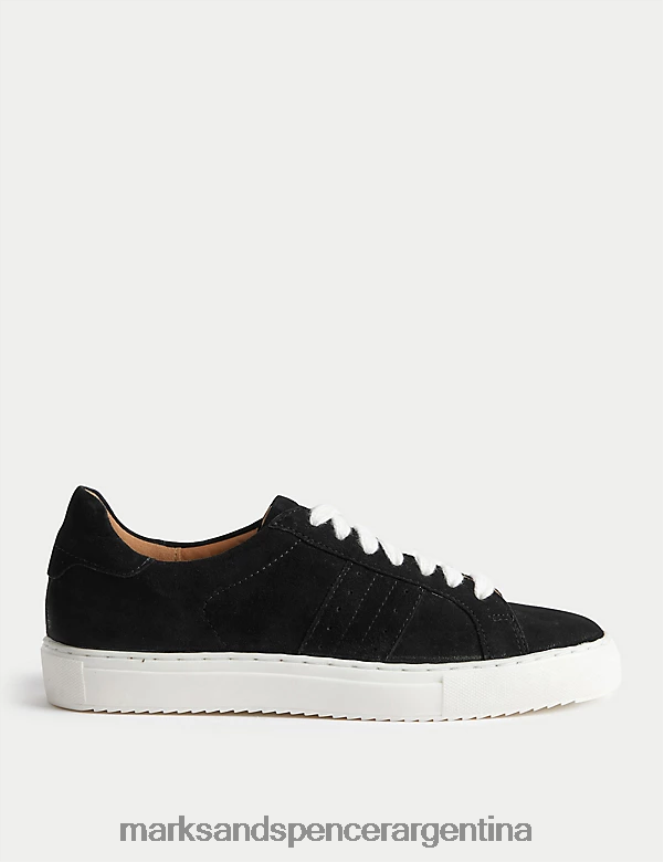 Marks & Spencer mujer zapatillas de ante con cordones calzado negro 46VL3230