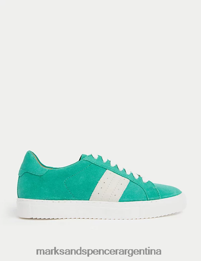 Marks & Spencer mujer zapatillas de ante con cordones calzado verde 46VL2930