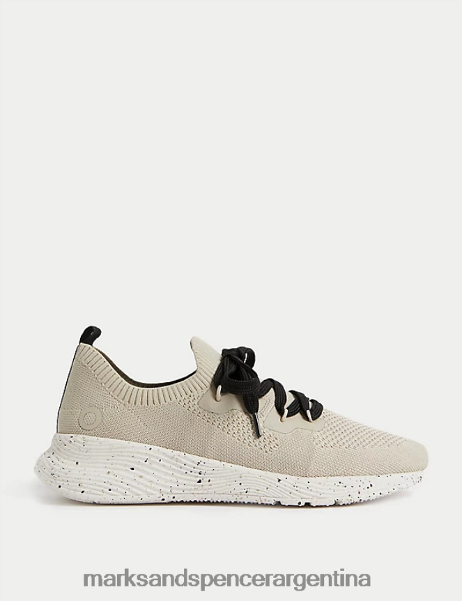 Marks & Spencer mujer zapatillas de punto con cordones calzado crema 46VL1764