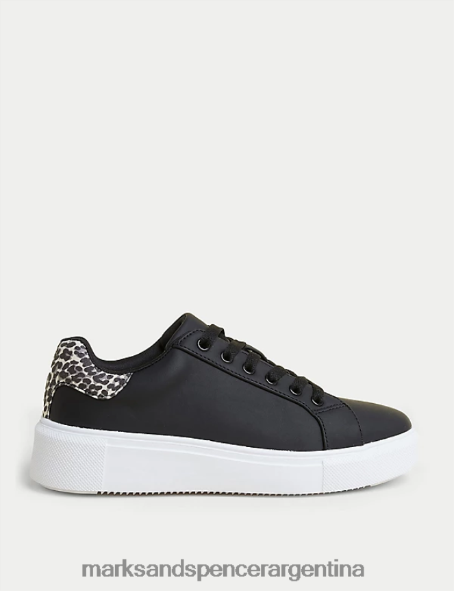 Marks & Spencer mujer zapatillas gruesas con cordones calzado negro 46VL3056