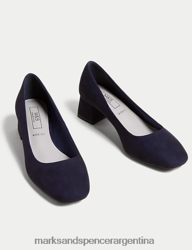 Marks & Spencer mujer zapatos anchos con tacón en bloque y puntera cuadrada calzado Armada 46VL2940