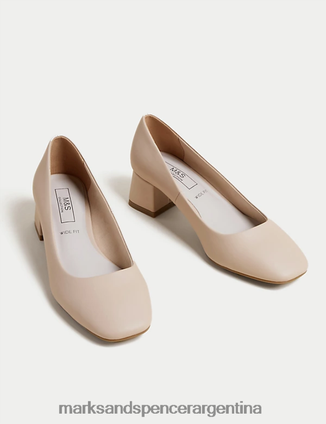 Marks & Spencer mujer zapatos anchos con tacón en bloque y puntera cuadrada calzado opalino 46VL3210