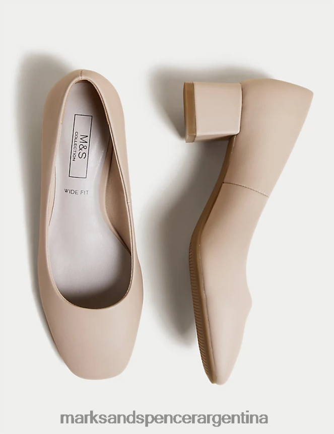 Marks & Spencer mujer zapatos anchos con tacón en bloque y puntera cuadrada calzado opalino 46VL3210