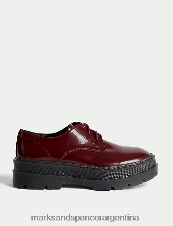 Marks & Spencer mujer zapatos brogue gruesos con cordones y plataforma plana calzado vino 46VL1674