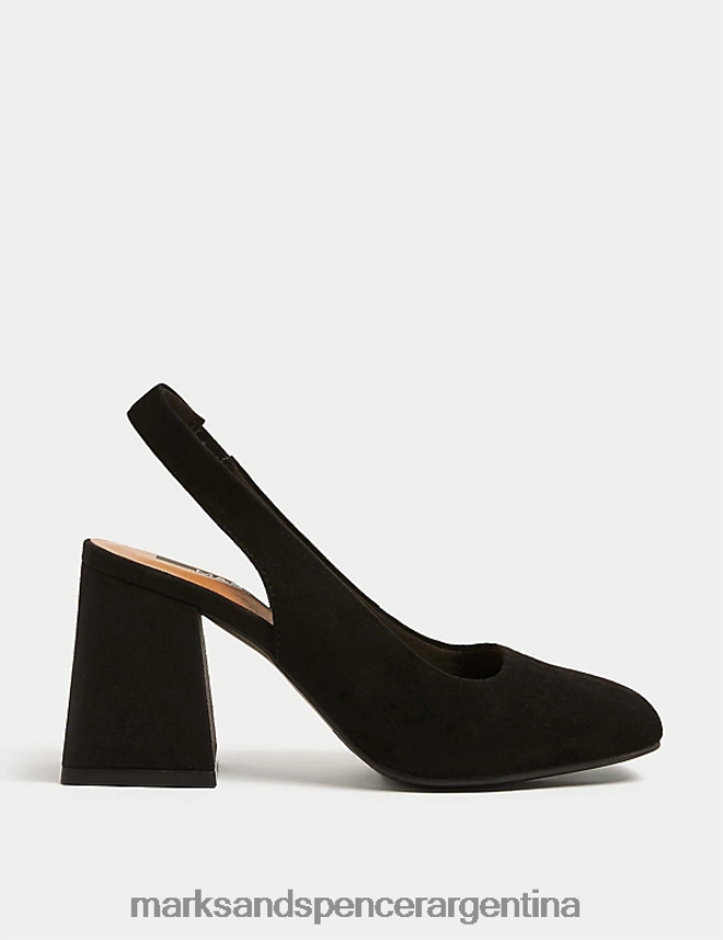 Marks & Spencer mujer zapatos de ante con tacón en bloque y tira trasera calzado negro 46VL2450