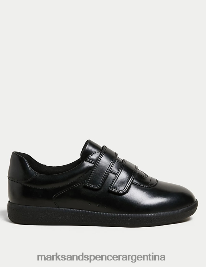 Marks & Spencer mujer zapatos de cuero con velcro calzado negro 46VL1738