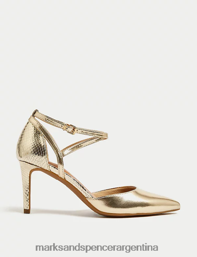 Marks & Spencer mujer zapatos de salón con tacón de aguja y corte ancho calzado metálico 46VL2648