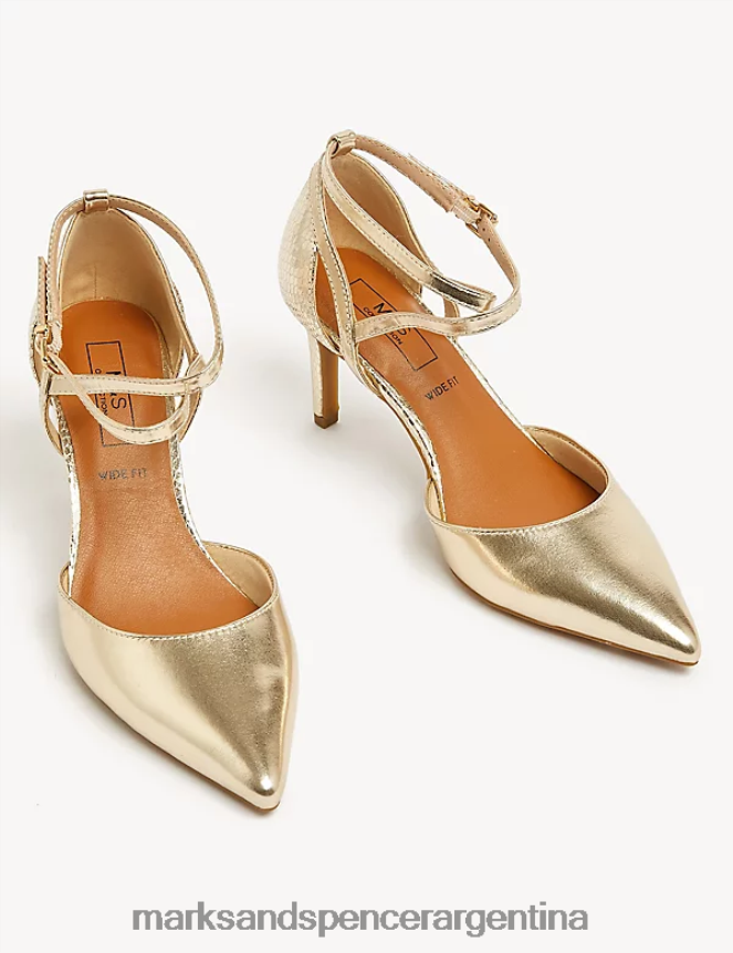 Marks & Spencer mujer zapatos de salón con tacón de aguja y corte ancho calzado metálico 46VL2648