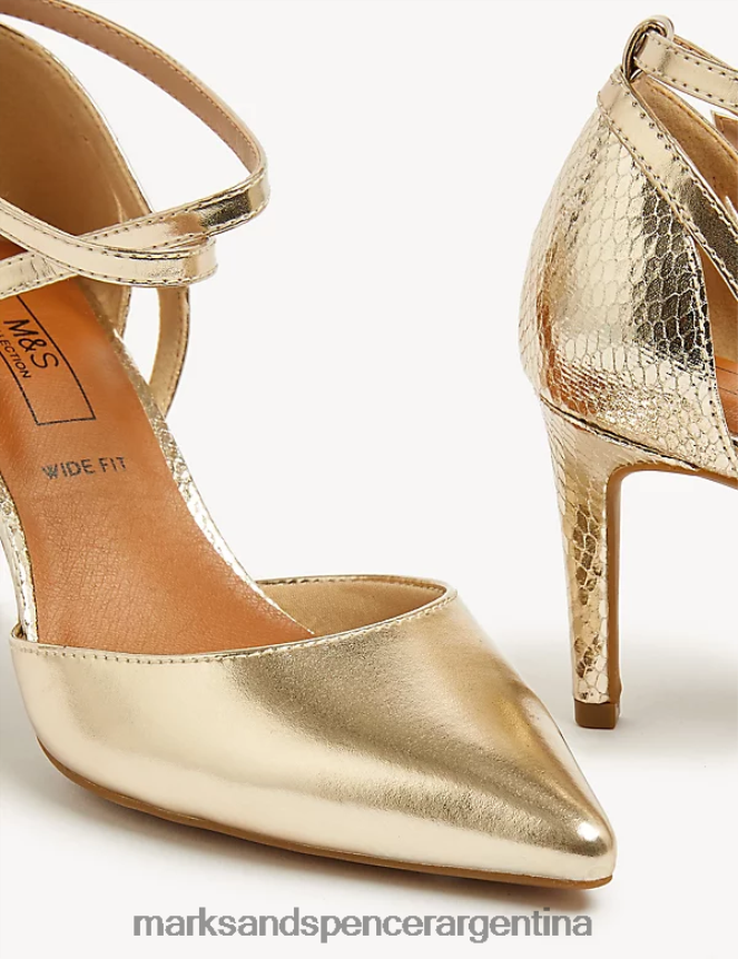 Marks & Spencer mujer zapatos de salón con tacón de aguja y corte ancho calzado metálico 46VL2648