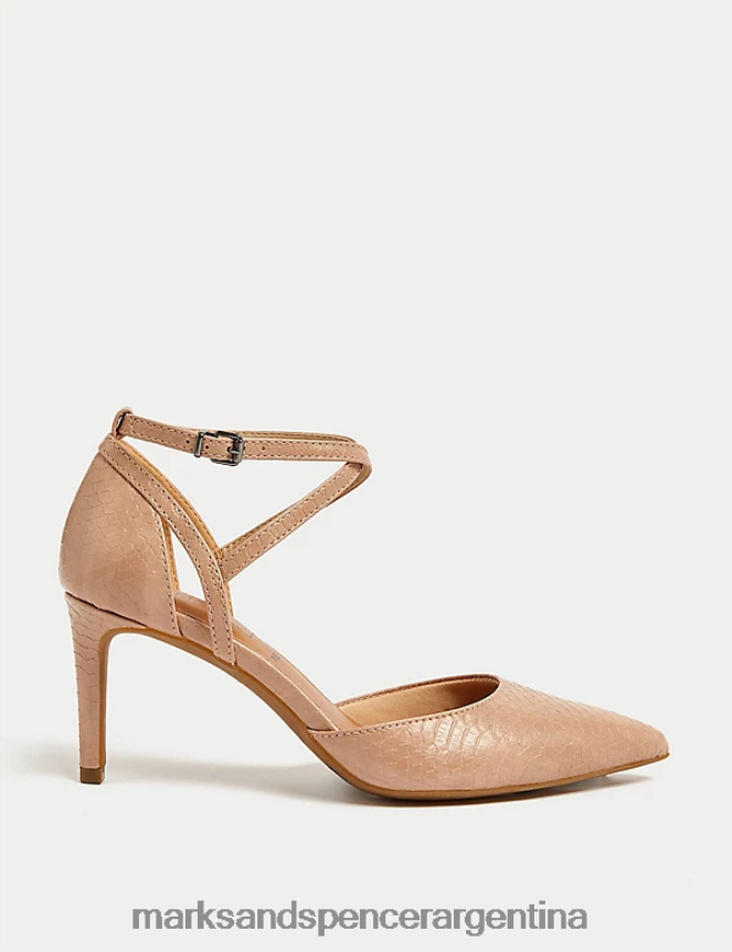 Marks & Spencer mujer zapatos de salón con tacón de aguja y corte ancho calzado rubor pálido 46VL2994