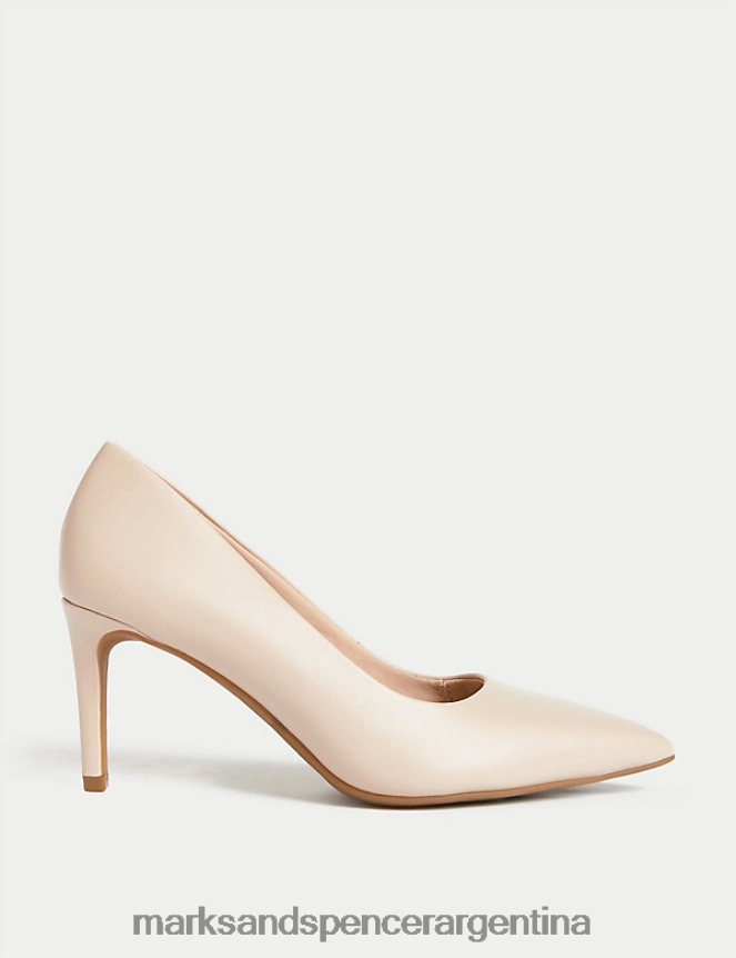 Marks & Spencer mujer zapatos de salón con tacón de aguja y punta calzado opalina pálida 46VL1550