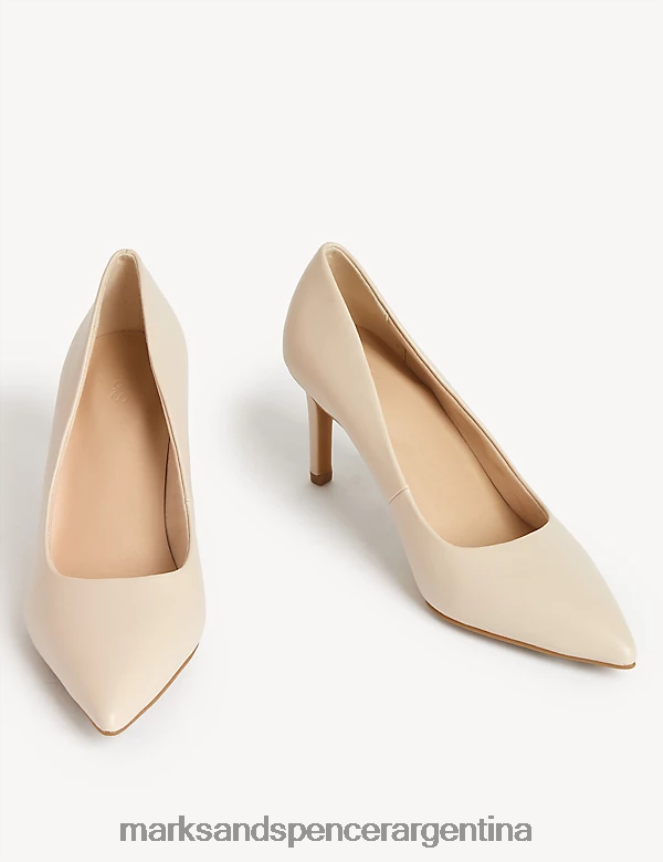 Marks & Spencer mujer zapatos de salón con tacón de aguja y punta calzado opalina pálida 46VL1550