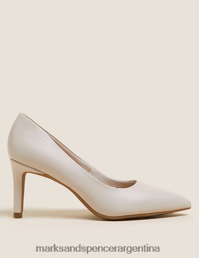 Marks & Spencer mujer zapatos de salón con tacón de aguja y punta calzado opalina suave 46VL698