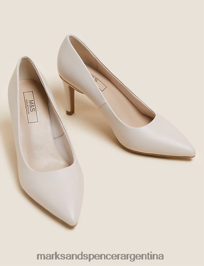 Marks & Spencer mujer zapatos de salón con tacón de aguja y punta calzado opalina suave 46VL698