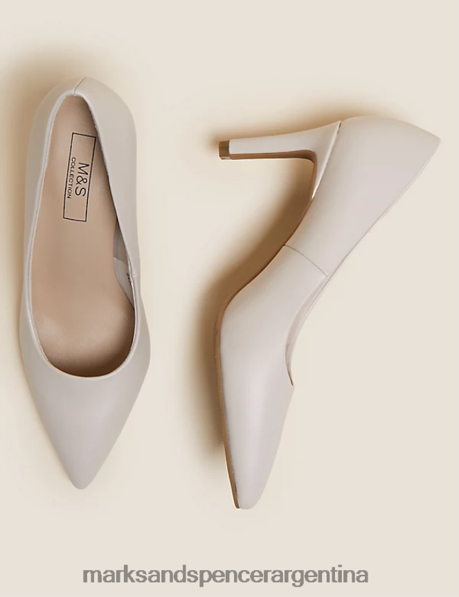 Marks & Spencer mujer zapatos de salón con tacón de aguja y punta calzado opalina suave 46VL698