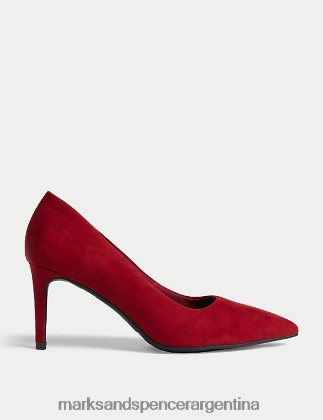 Marks & Spencer mujer zapatos de salón con tacón de aguja y puntiagudos calzado rojo 46VL2276