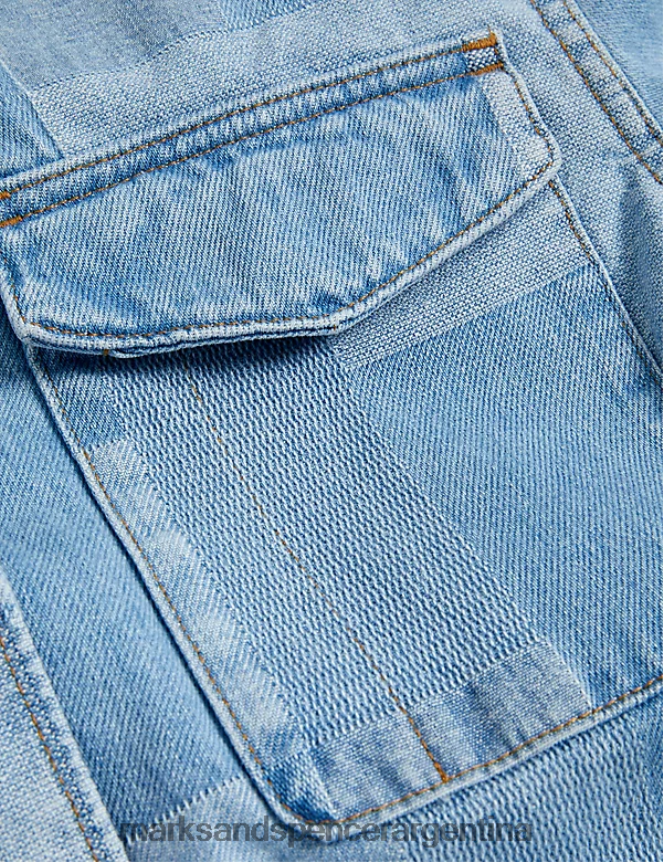 Marks & Spencer mujer Sobrecamisa utilitaria de denim de puro algodón con patchwork ropa mezcla de índigo 46VL2524