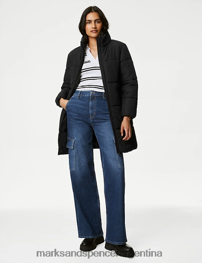 Marks & Spencer mujer abrigo acolchado termocalentado reciclado ropa negro 46VL2494