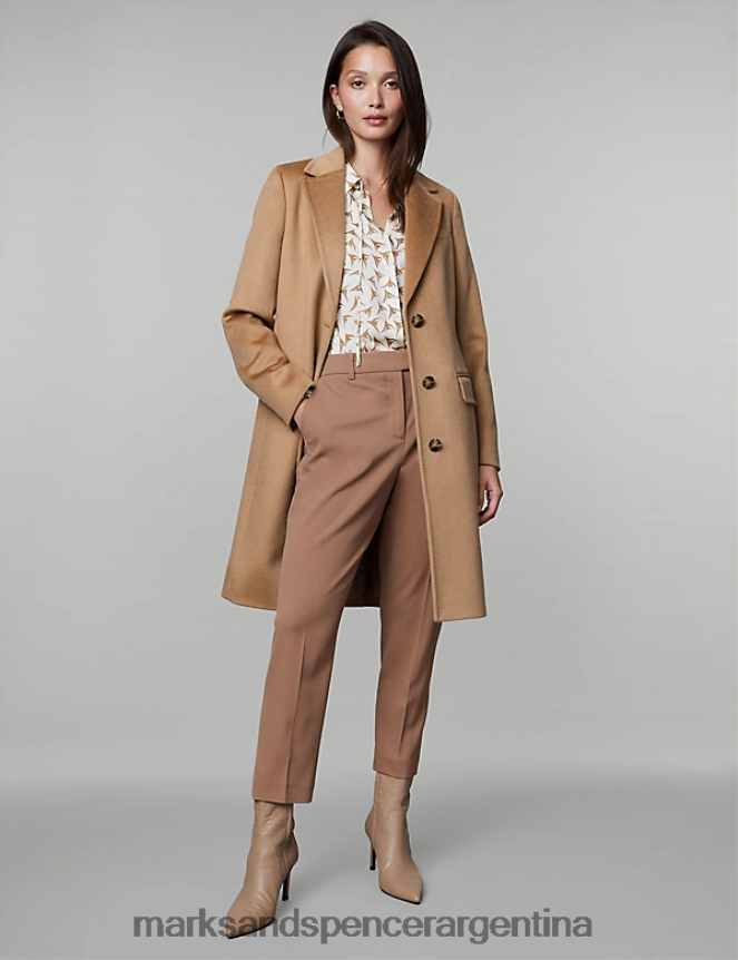 Marks & Spencer mujer abrigo boyfriend de pura lana ropa camello 46VL1042